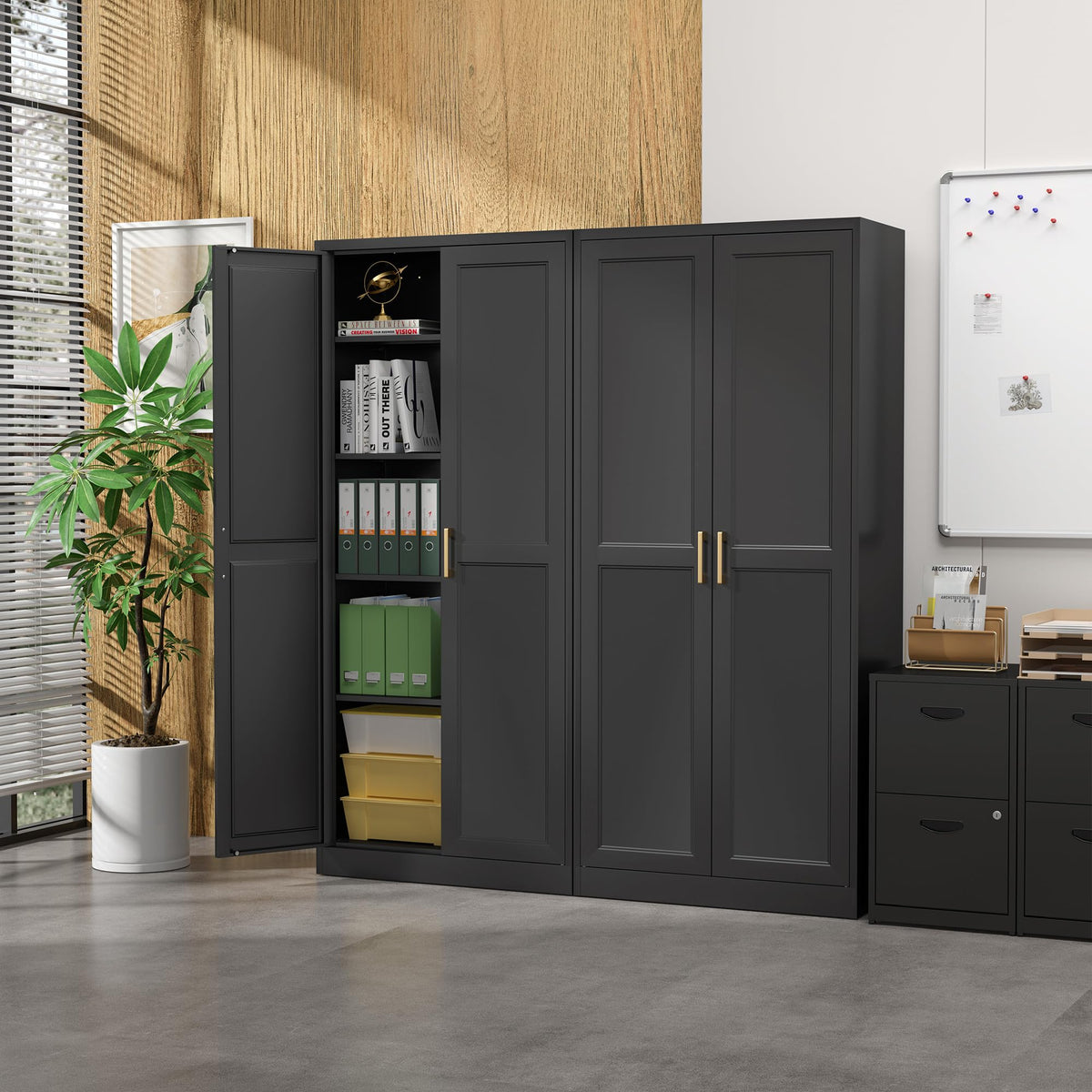 71" Metal Pantry Storage Cabinet with Doors & 4 Adjustable Shelves Y94879