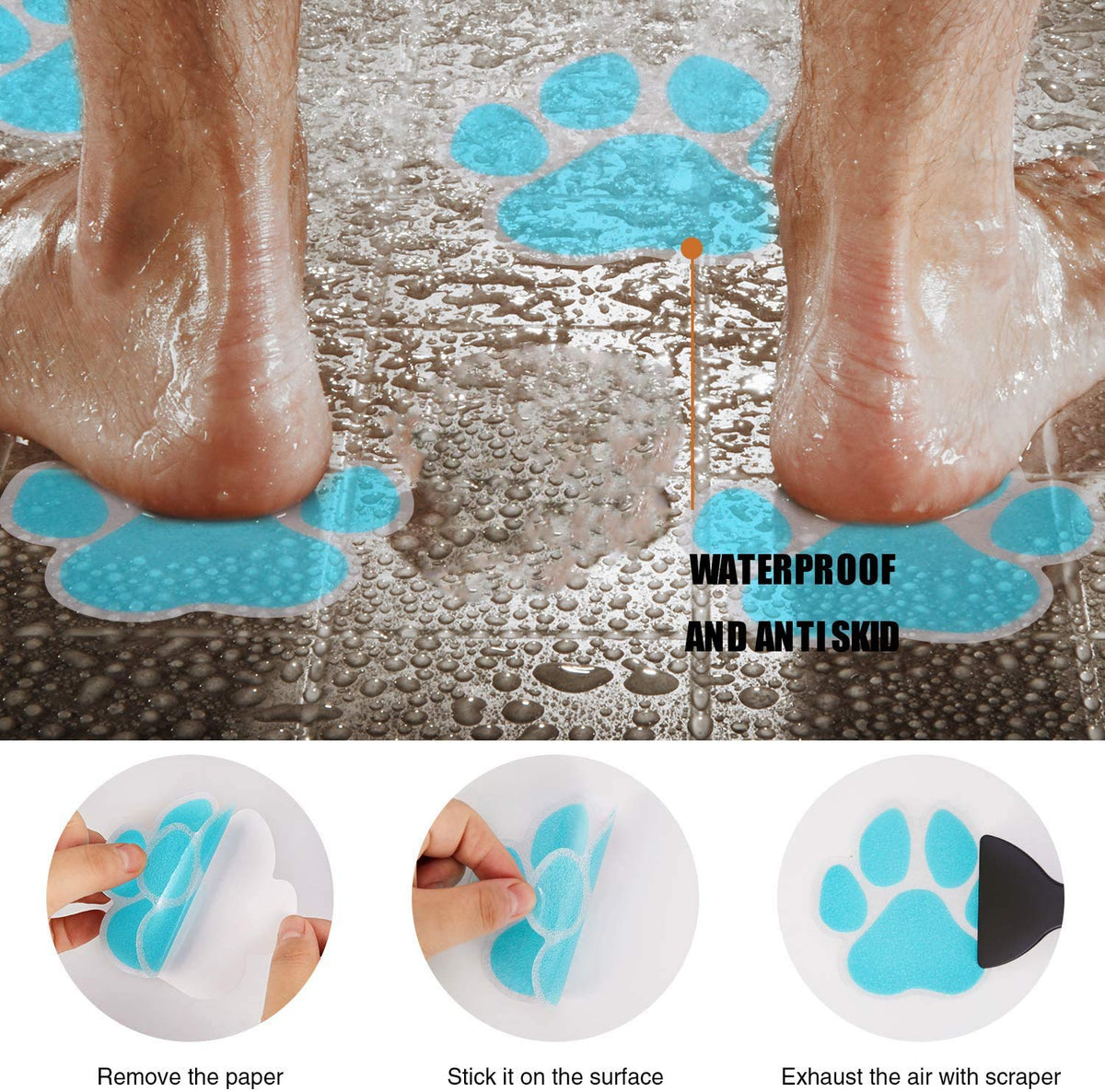 12 Pcs Non-Slip Bathtub Stickers Blue C3234