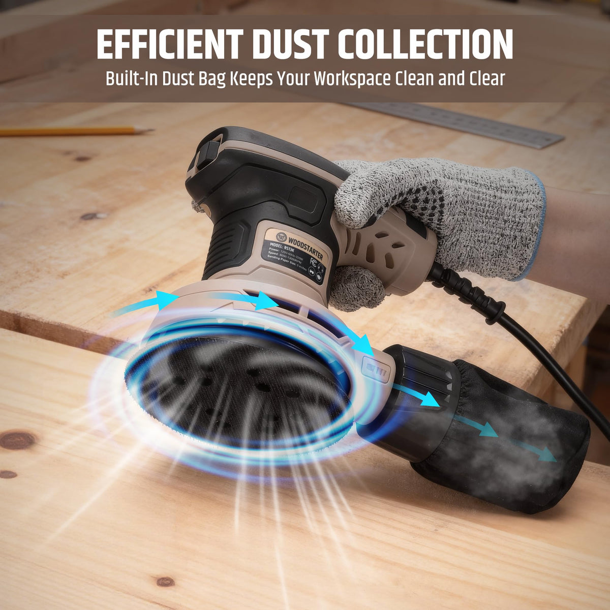 5-Inch Variable Speed Random Orbital Sander with Dust Bag Q449