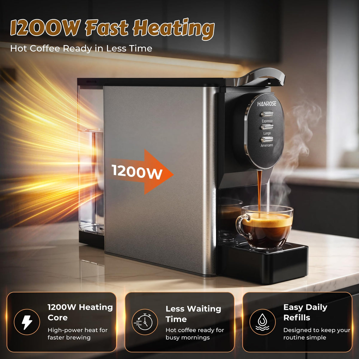 Stainless Steel 20 Bar Espresso Machine I29448