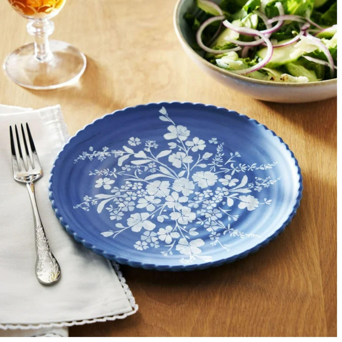 12-Piece Bamboo Melamine Dinnerware Set, Service for 4, Blue R213