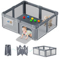 Foldable Baby Playpen with Mat, 71x59 Inches, Grey P77215