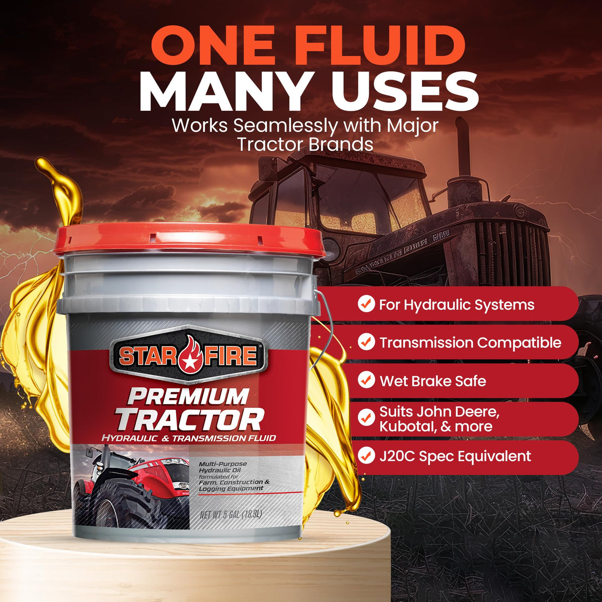 Tractor Hydraulic & Transmission Fluid 5 Gallon Pail H37914