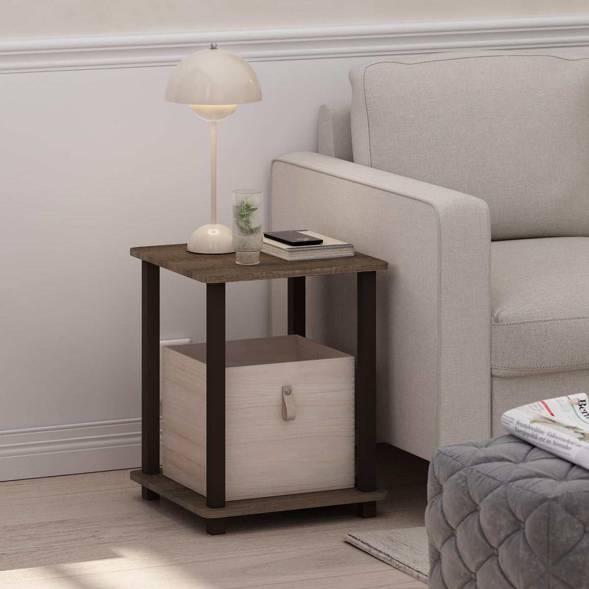 Set of 2 End Table Walnut Brown X5622