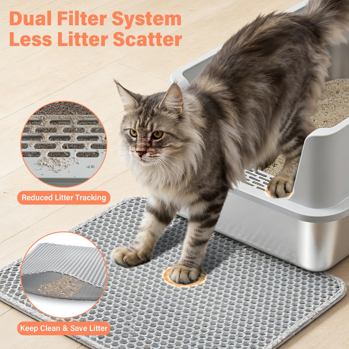 XL Stainless Steel Cat Litter Box with Lid and Scoop X923280