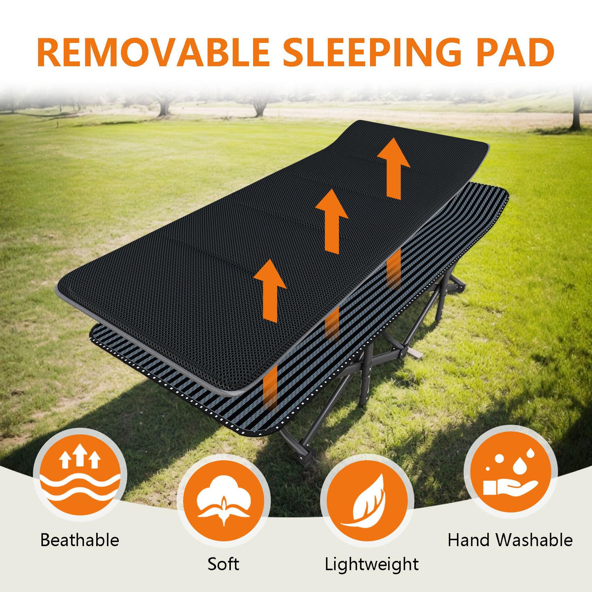 31.5" Wide Camping Cot with Pad C5643
