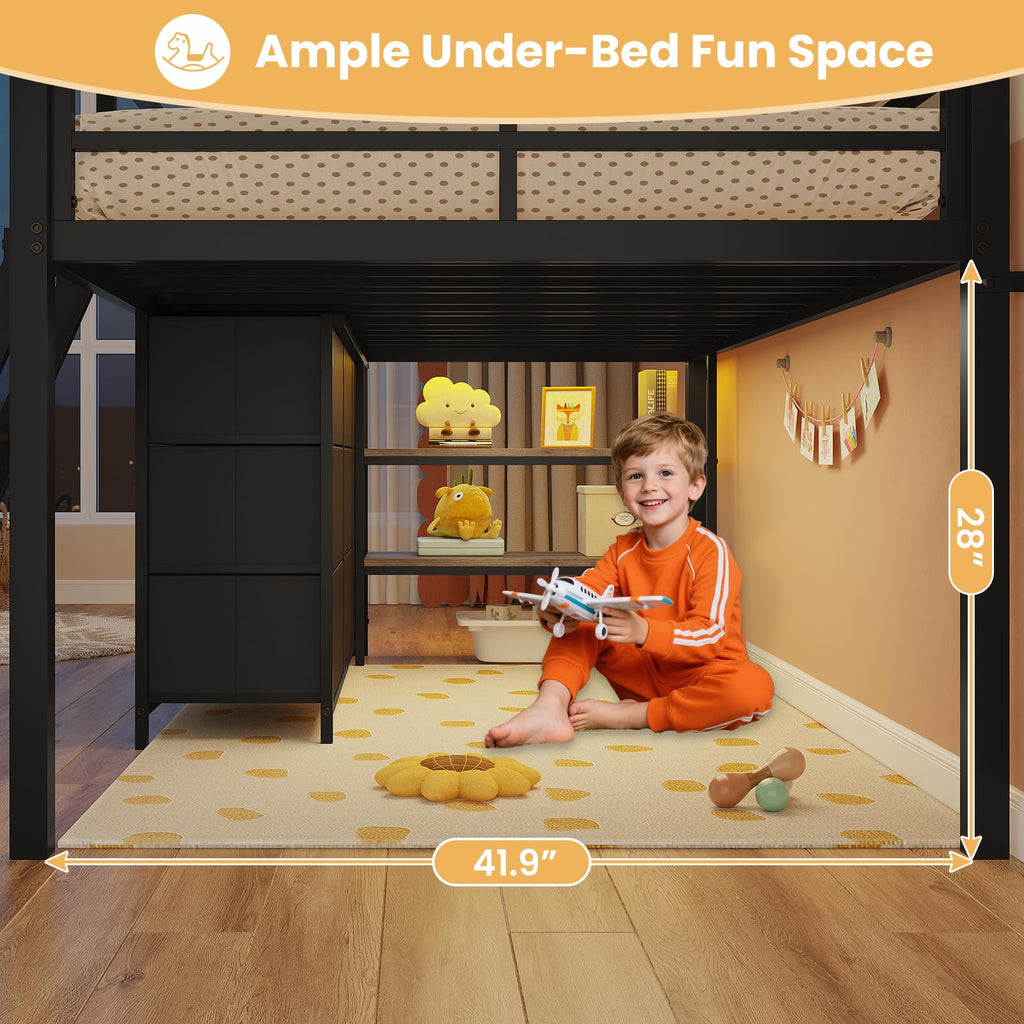 Twin Size Loft Bed with 9 Storage Drawers Z660135