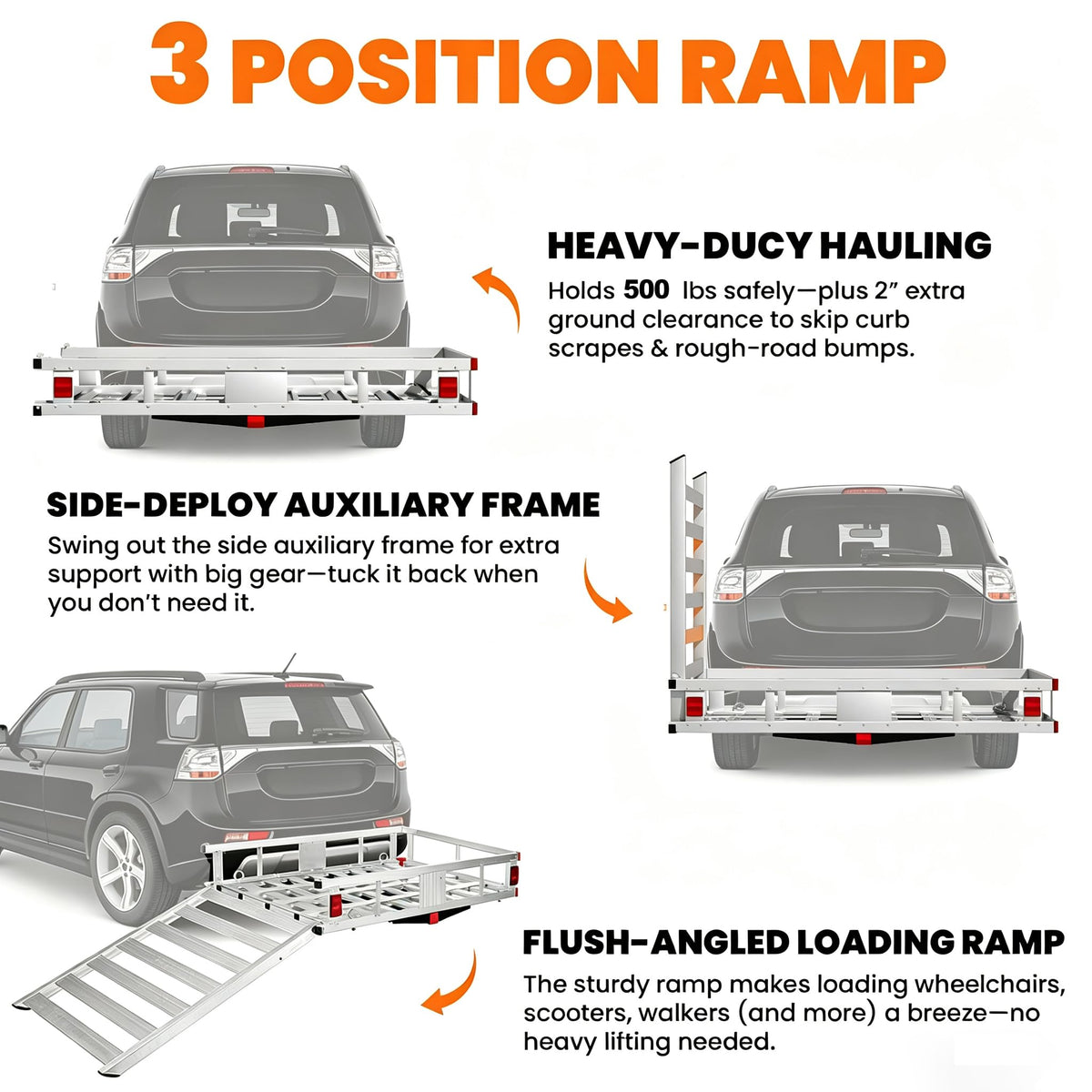Aluminum Hitch Cargo Carrier with Ramp B5218