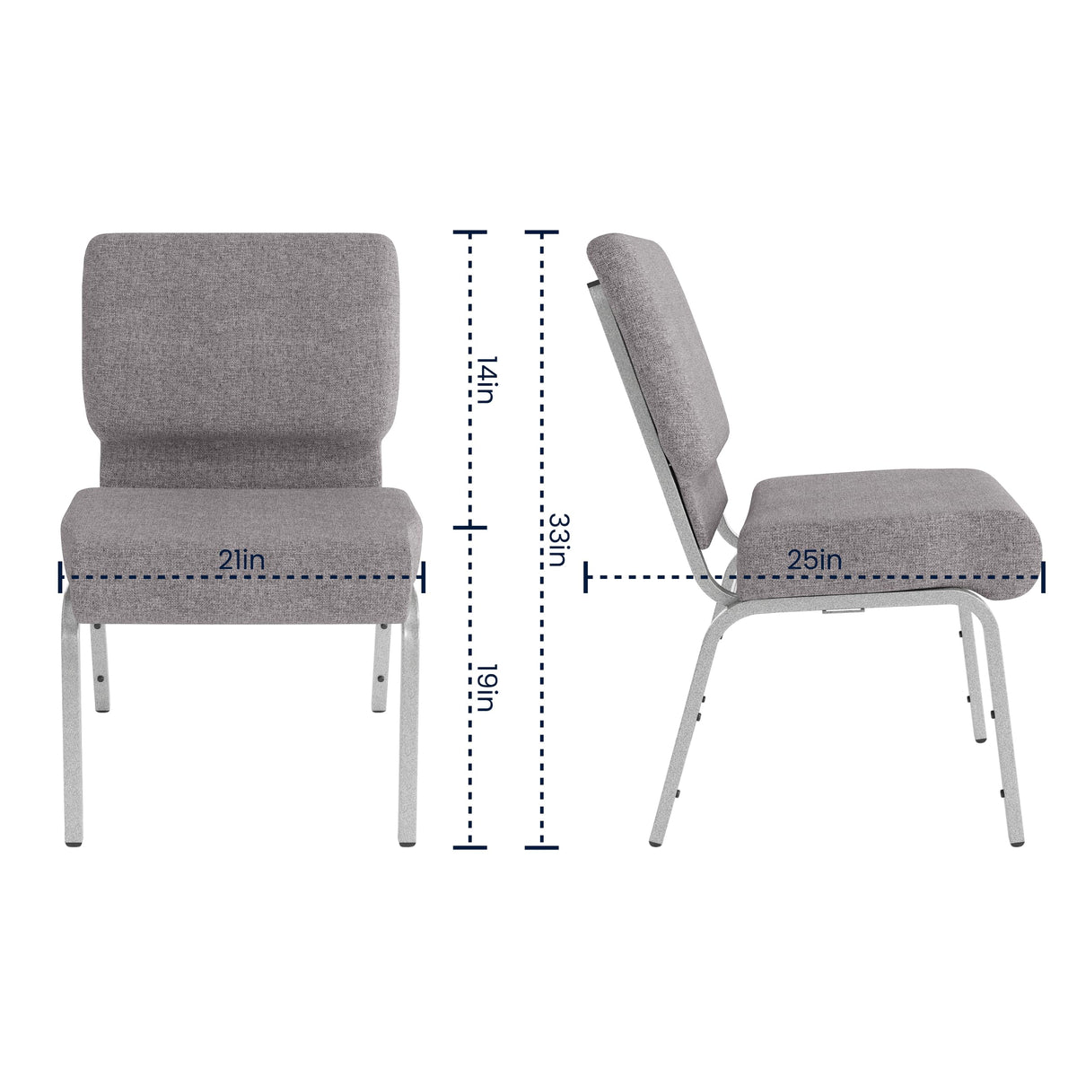 4 Pack Stacking Church Chair in Gray Fabric H500