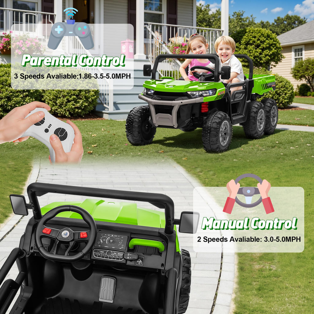 24V 2 Seater 4WD 6-Wheels Battery Powered Ride On Dump Truck T489
