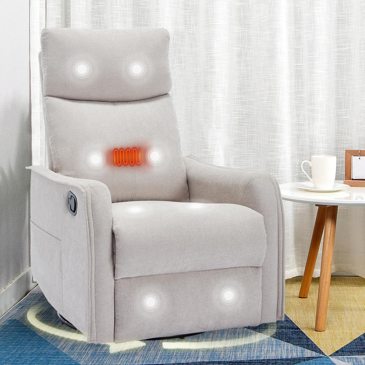 Swivel Rocker Recliner Chair with Heated Massage K6083