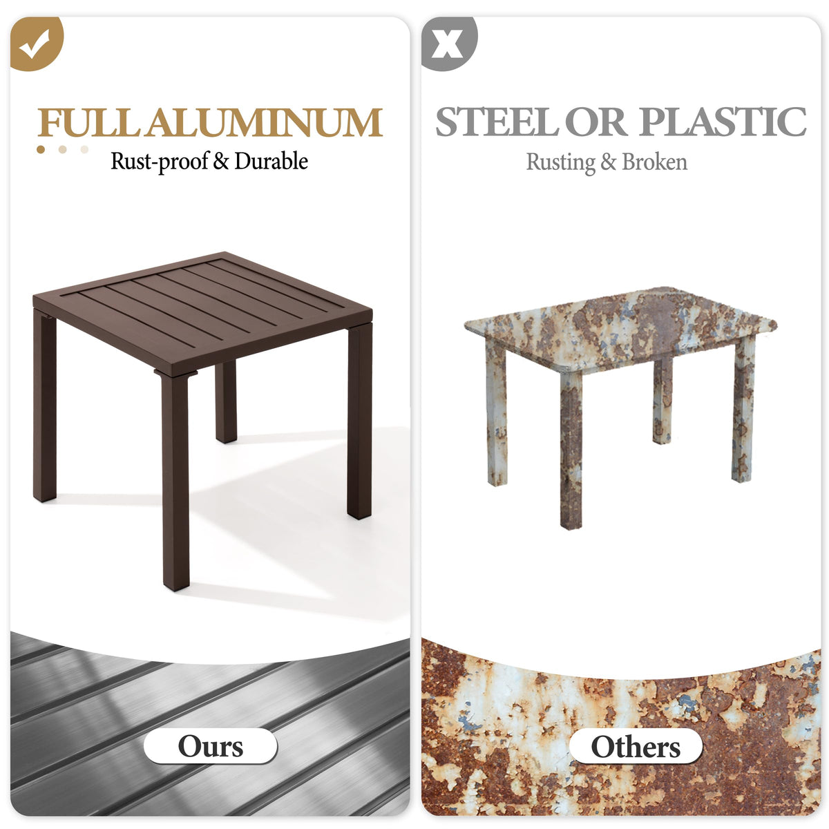 Aluminum Outdoor Side Table Set of 2 R824