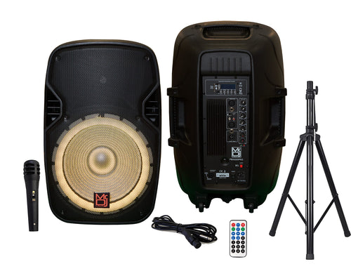 15" Powered Portable PA Speaker System Combo Set B6556