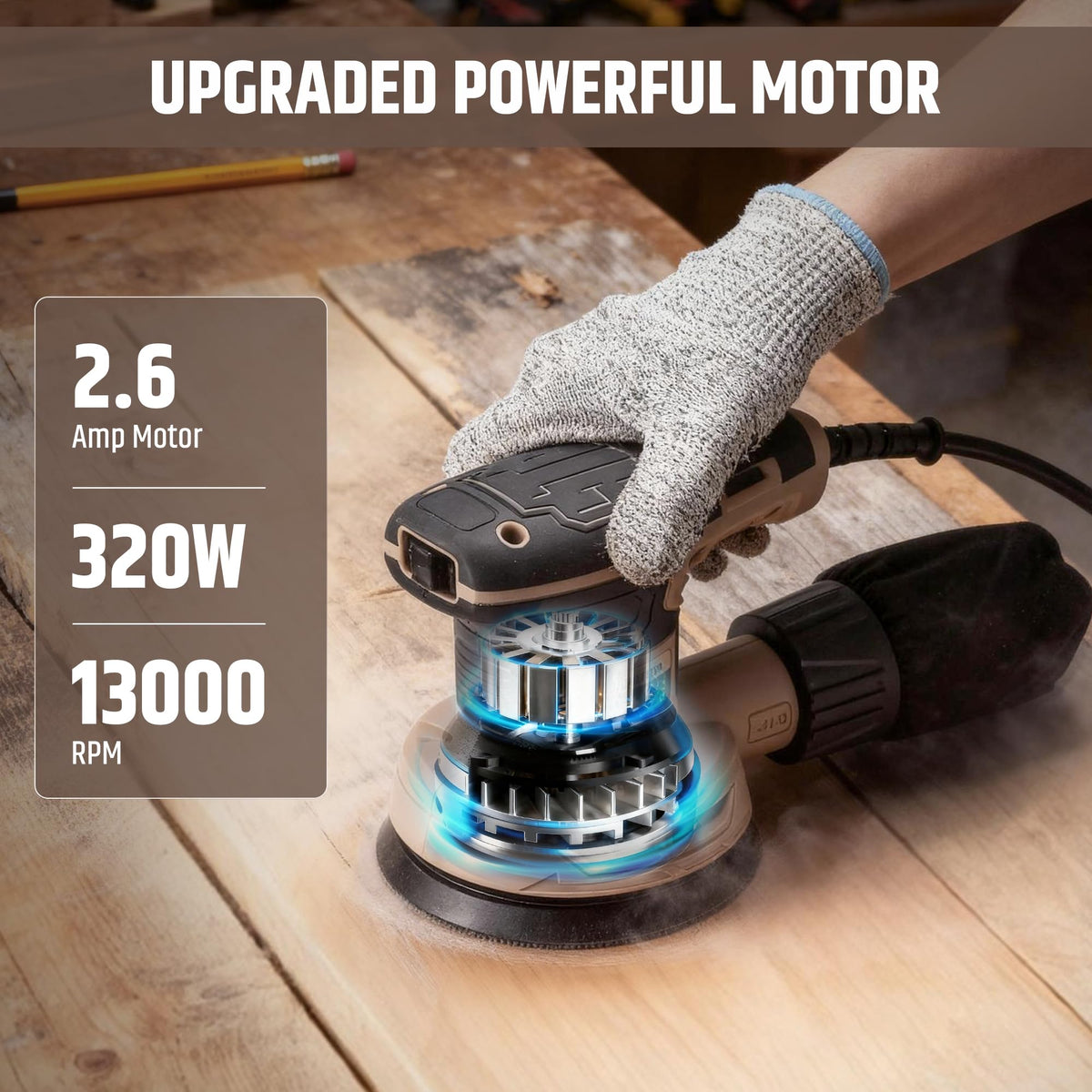 5-Inch Variable Speed Random Orbital Sander with Dust Bag Q449