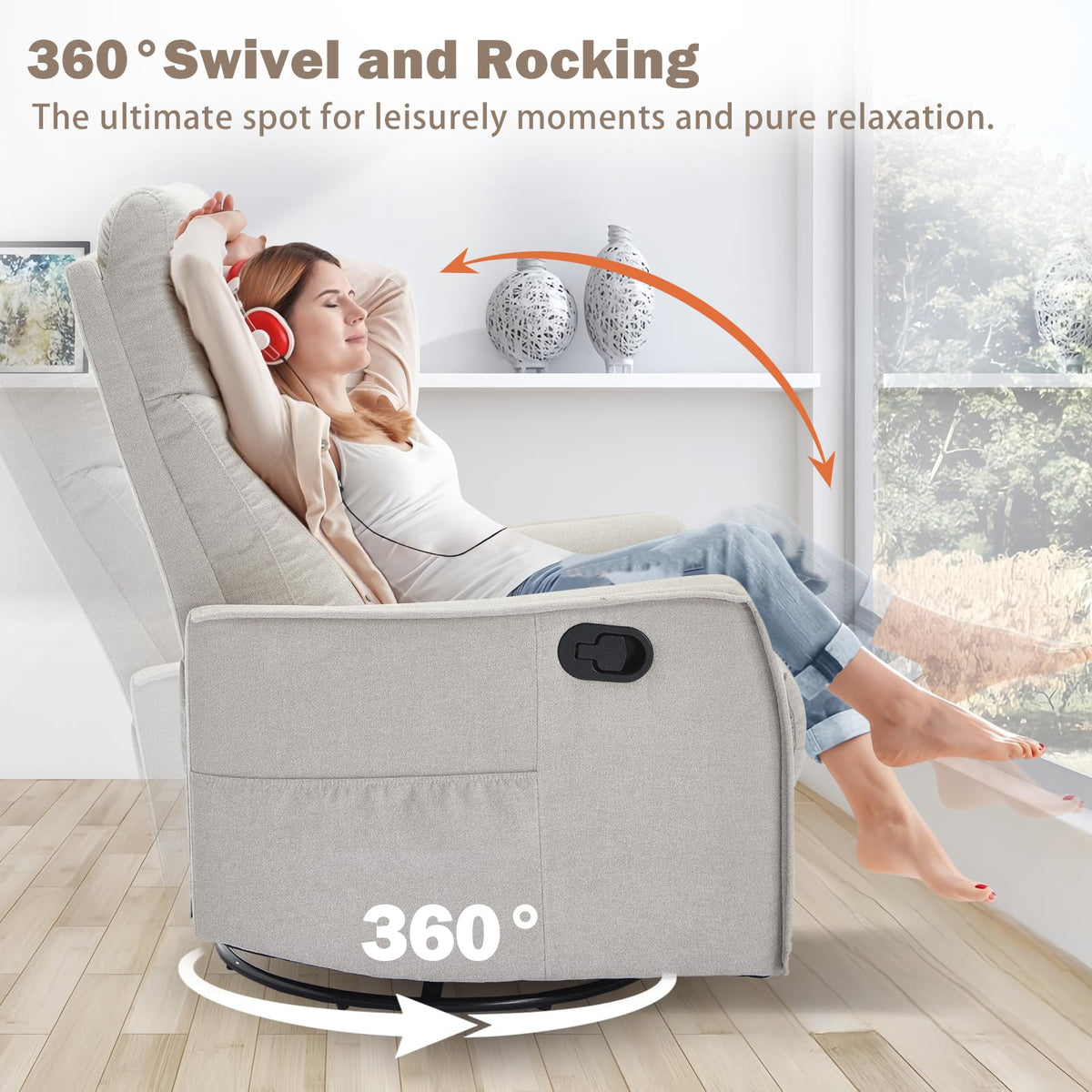 Swivel Rocker Recliner Chair with Heated Massage K6083
