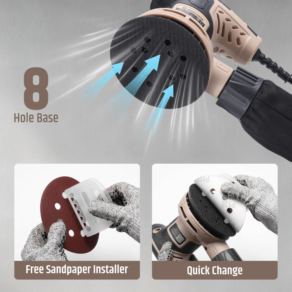 5-Inch Variable Speed Random Orbital Sander with Dust Bag Q449