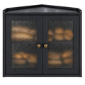 Black 2-Tier Wooden Corner Bread Box A426