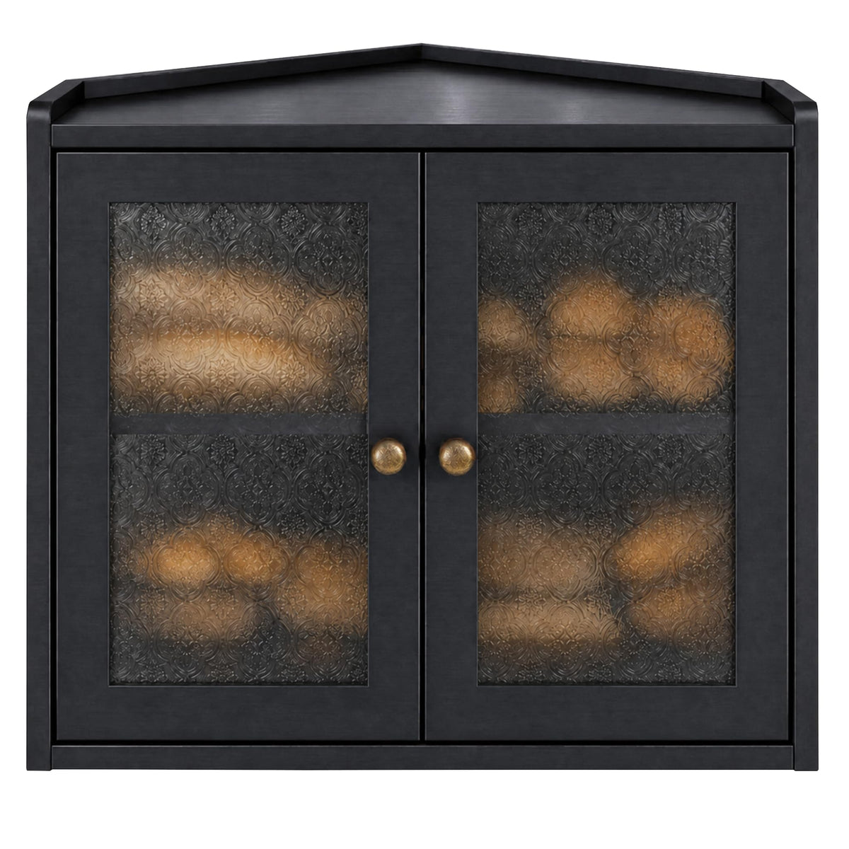 Black 2-Tier Wooden Corner Bread Box A426