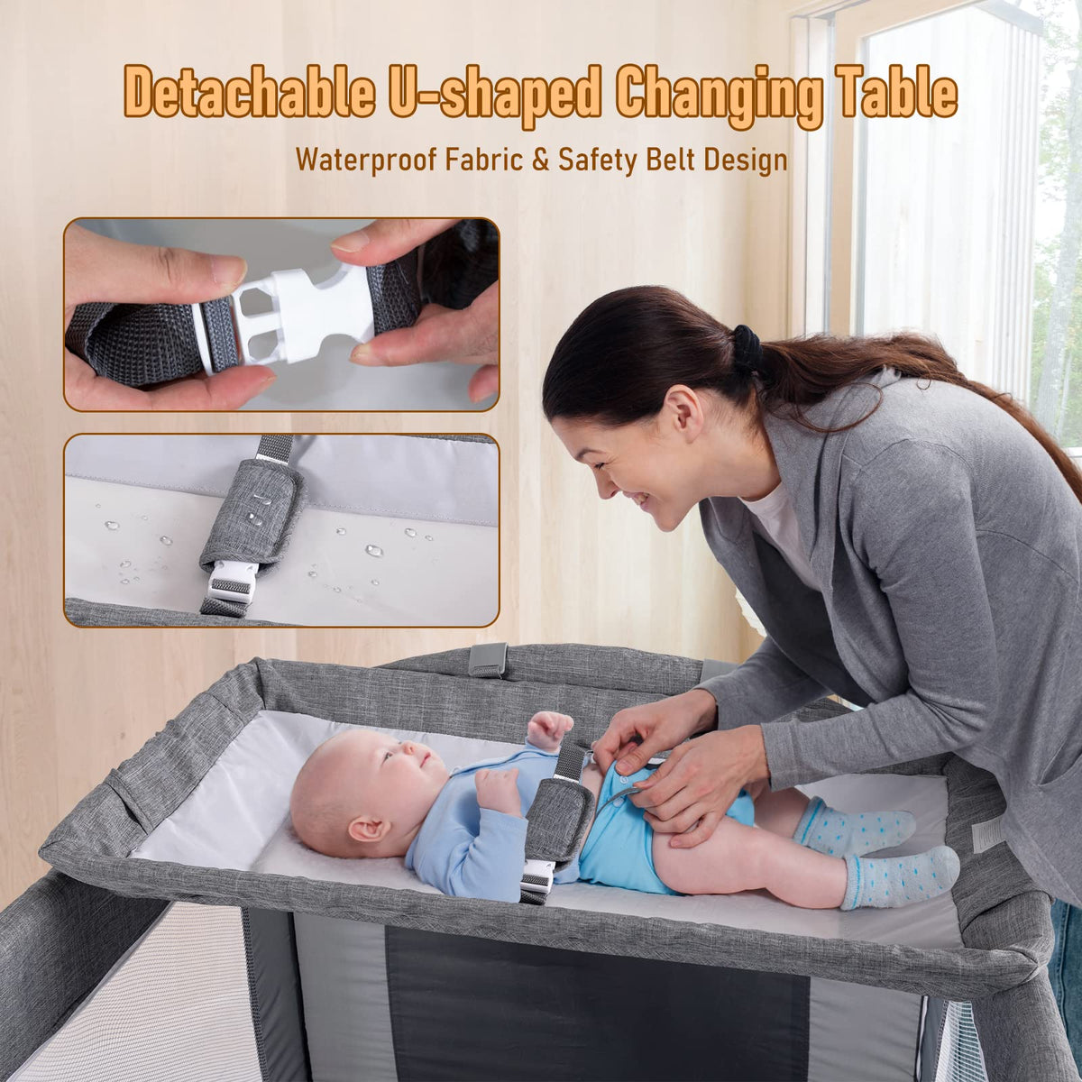 5-in-1 Baby Bassinet Bedside Sleeper Playard L86194