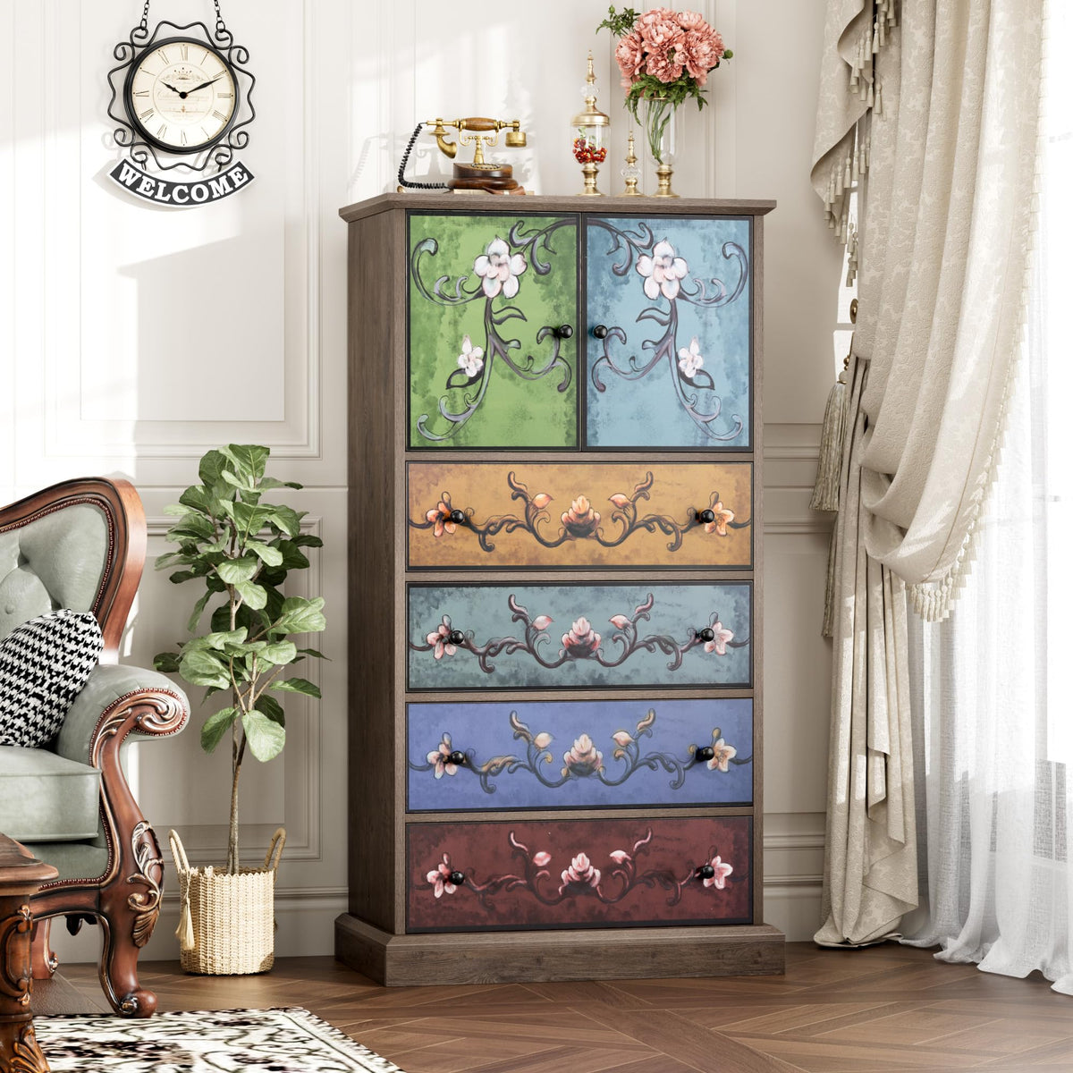 50" H Boho 4 Drawer Dresser V177