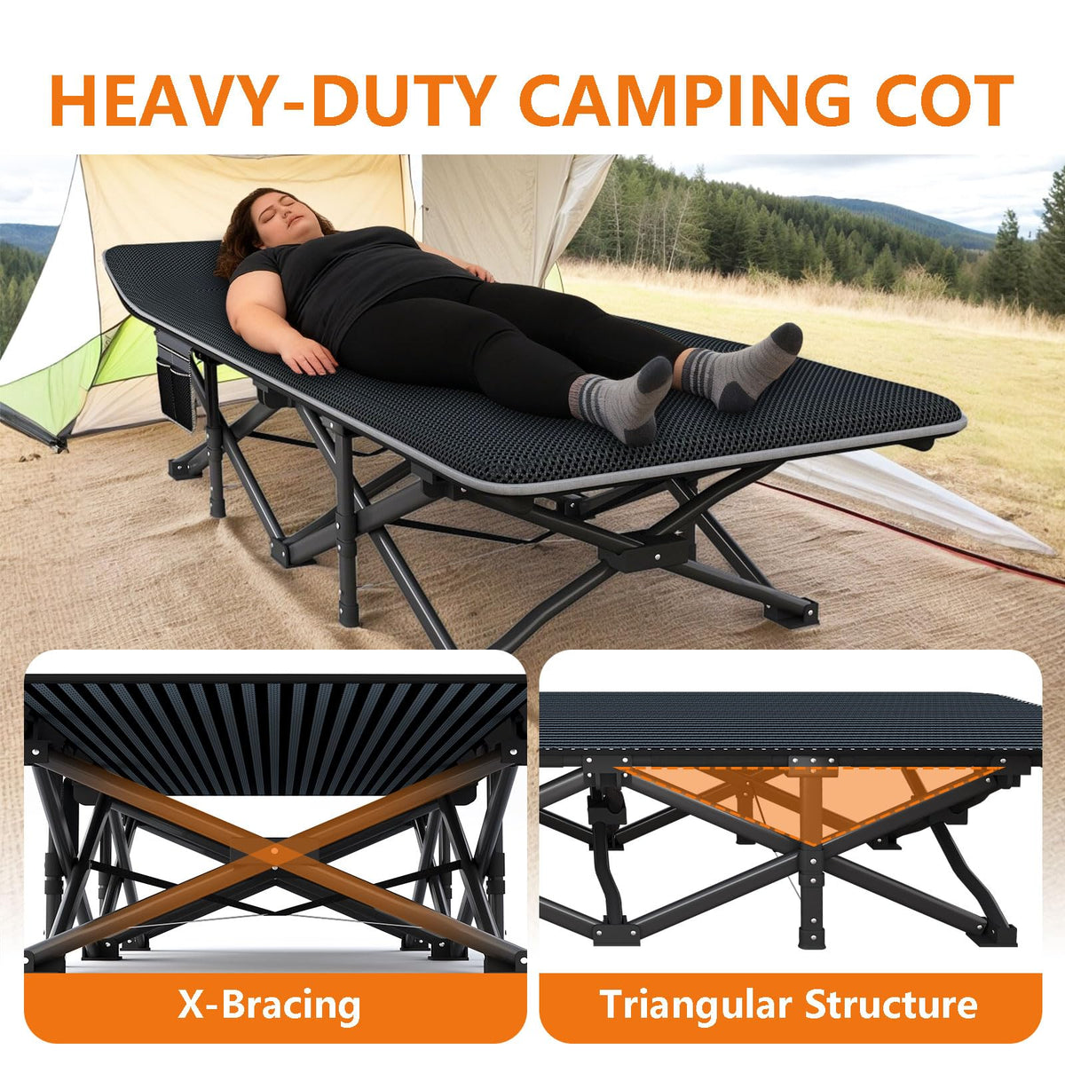 31.5" Wide Camping Cot with Pad C5643