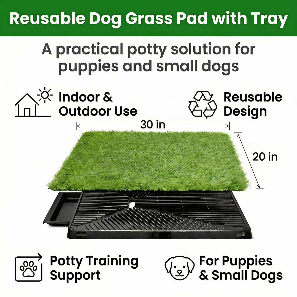 Dog Grass Pad with Tray 30 x 20 in S366