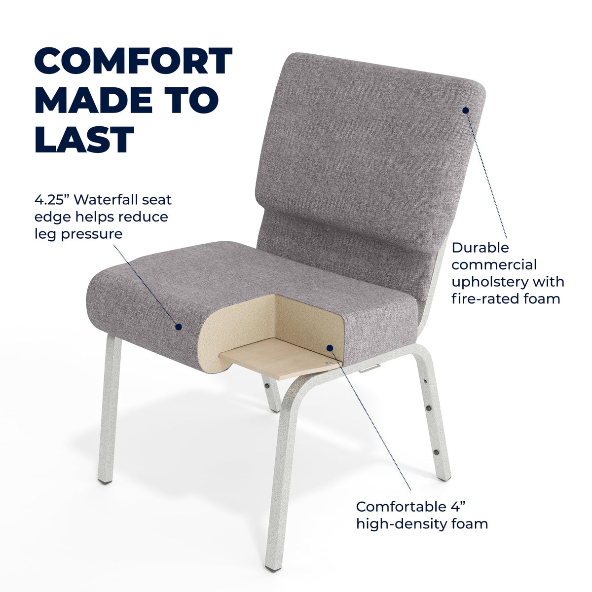 4 Pack Stacking Church Chair in Gray Fabric H500