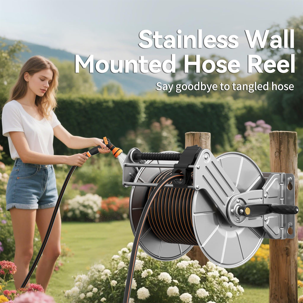 Wall Mounted Stainless Steel Garden Hose Reel T6622
