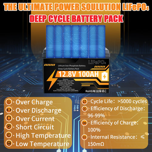 12V 100Ah LiFePO4 Deep Cycle Battery J5525