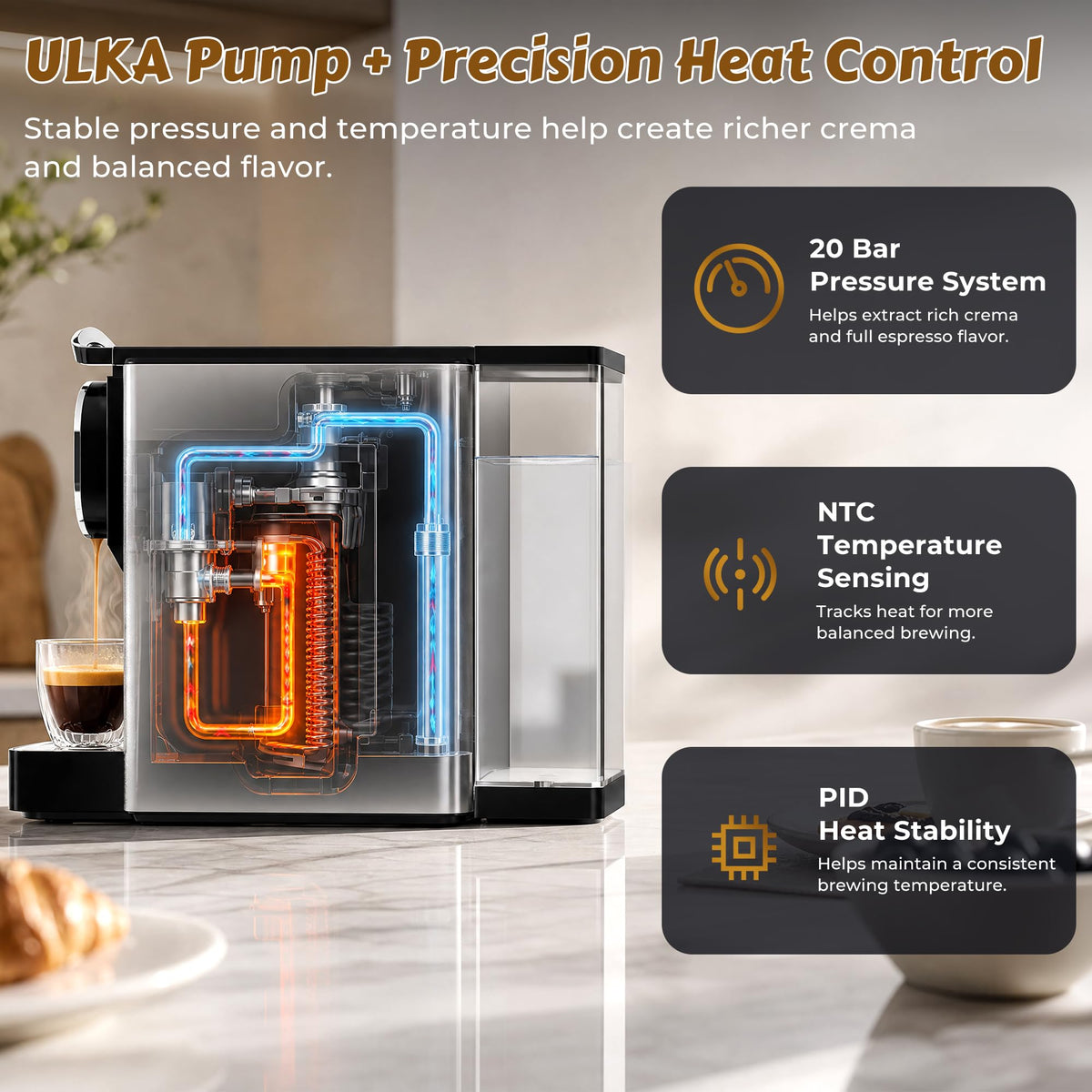 Stainless Steel 20 Bar Espresso Machine I29448