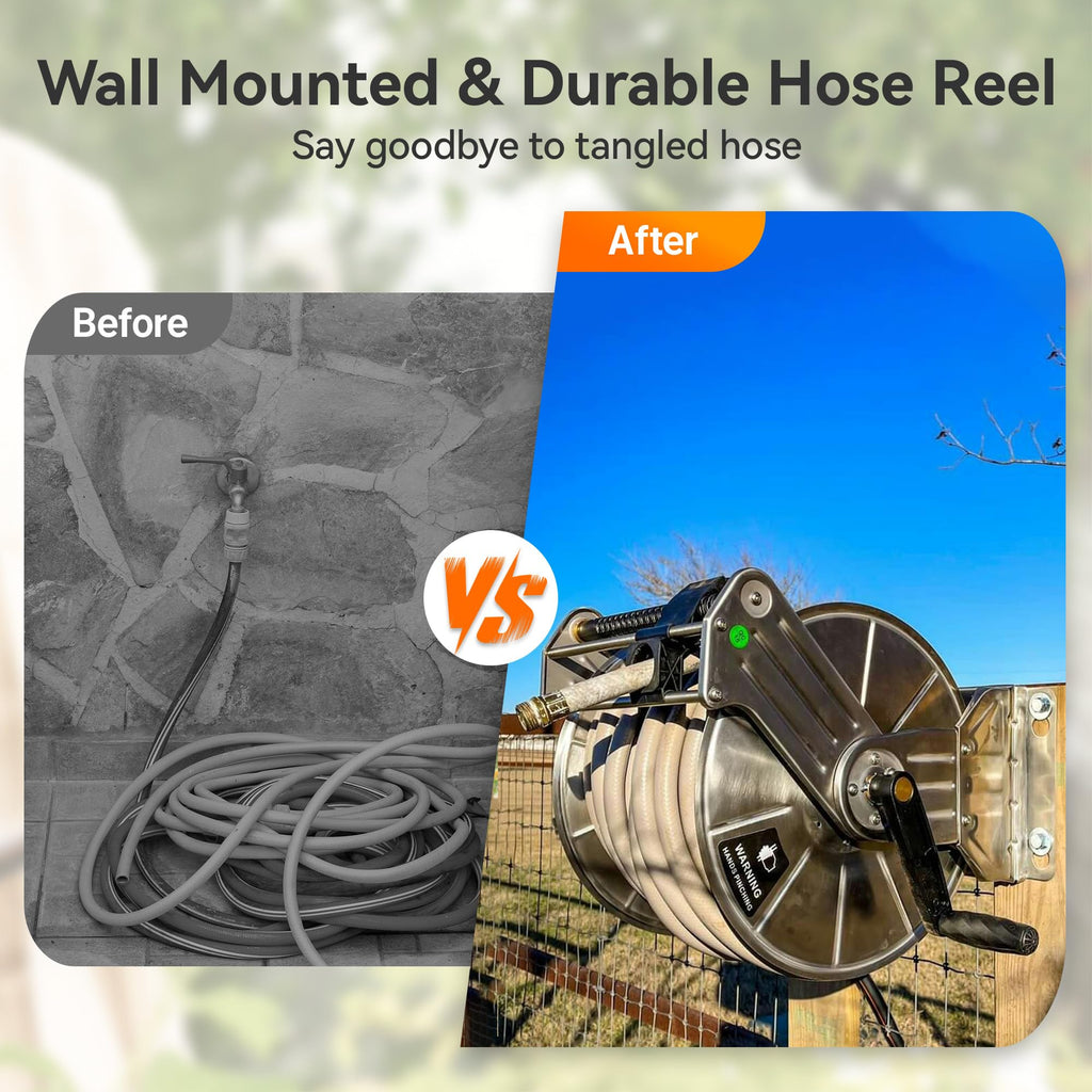 Wall Mounted Stainless Steel Garden Hose Reel T6622