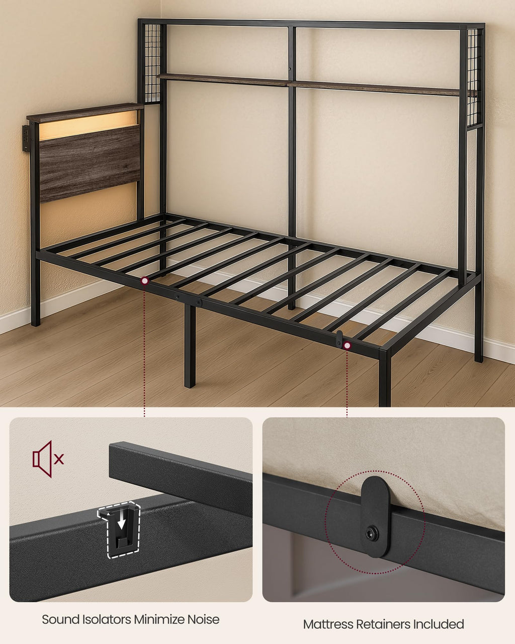 Twin Size Metal Bed Frame with Headboard X231