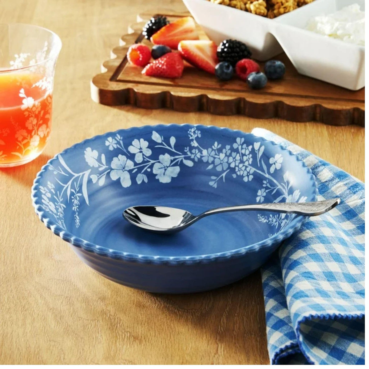 12-Piece Bamboo Melamine Dinnerware Set, Service for 4, Blue R213