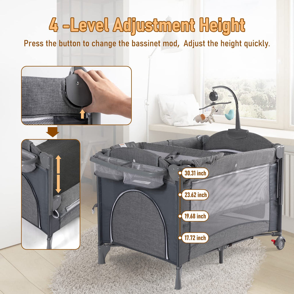 5-in-1 Baby Bassinet Bedside Sleeper Playard L86194