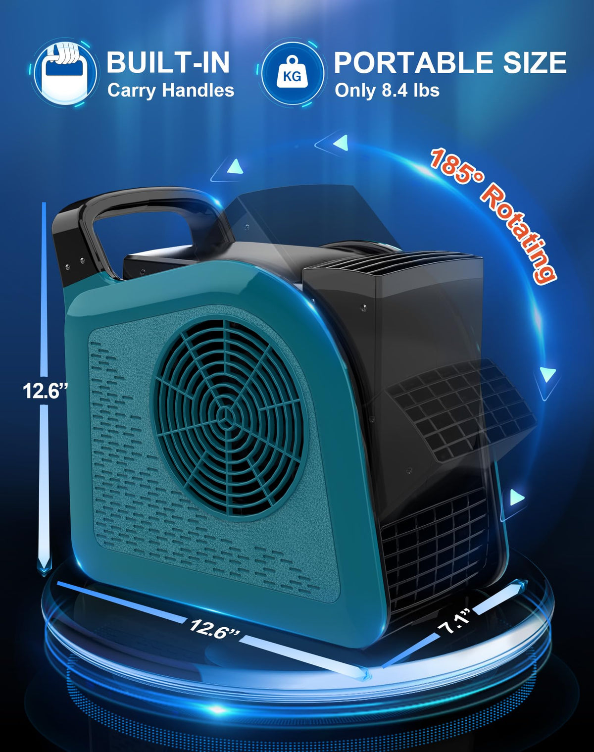 Blue 355CFM 3 Speed Air Mover Blower Fan with 2 Outlets Y189699