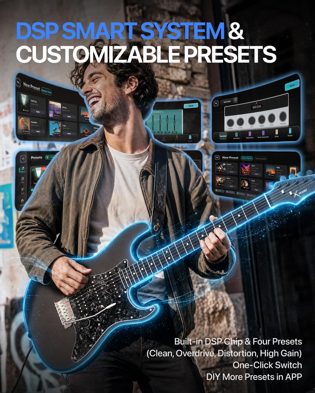 39" Smart Electric Guitar with Built-in 4 Effects D1507