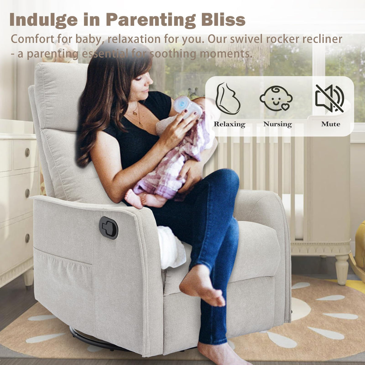 Swivel Rocker Recliner Chair with Heated Massage K6083