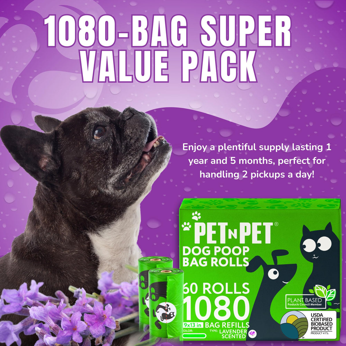 Lavender Scented Dog Poop Bags 1080 Count I511