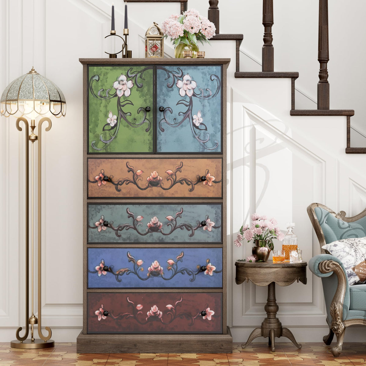 50" H Boho 4 Drawer Dresser V177