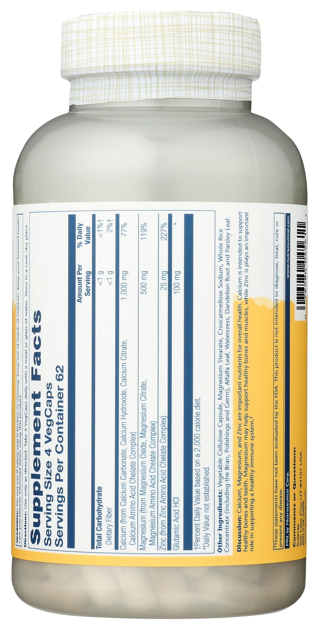 Calcium Magnesium Zinc Capsules 250 Count D812962
