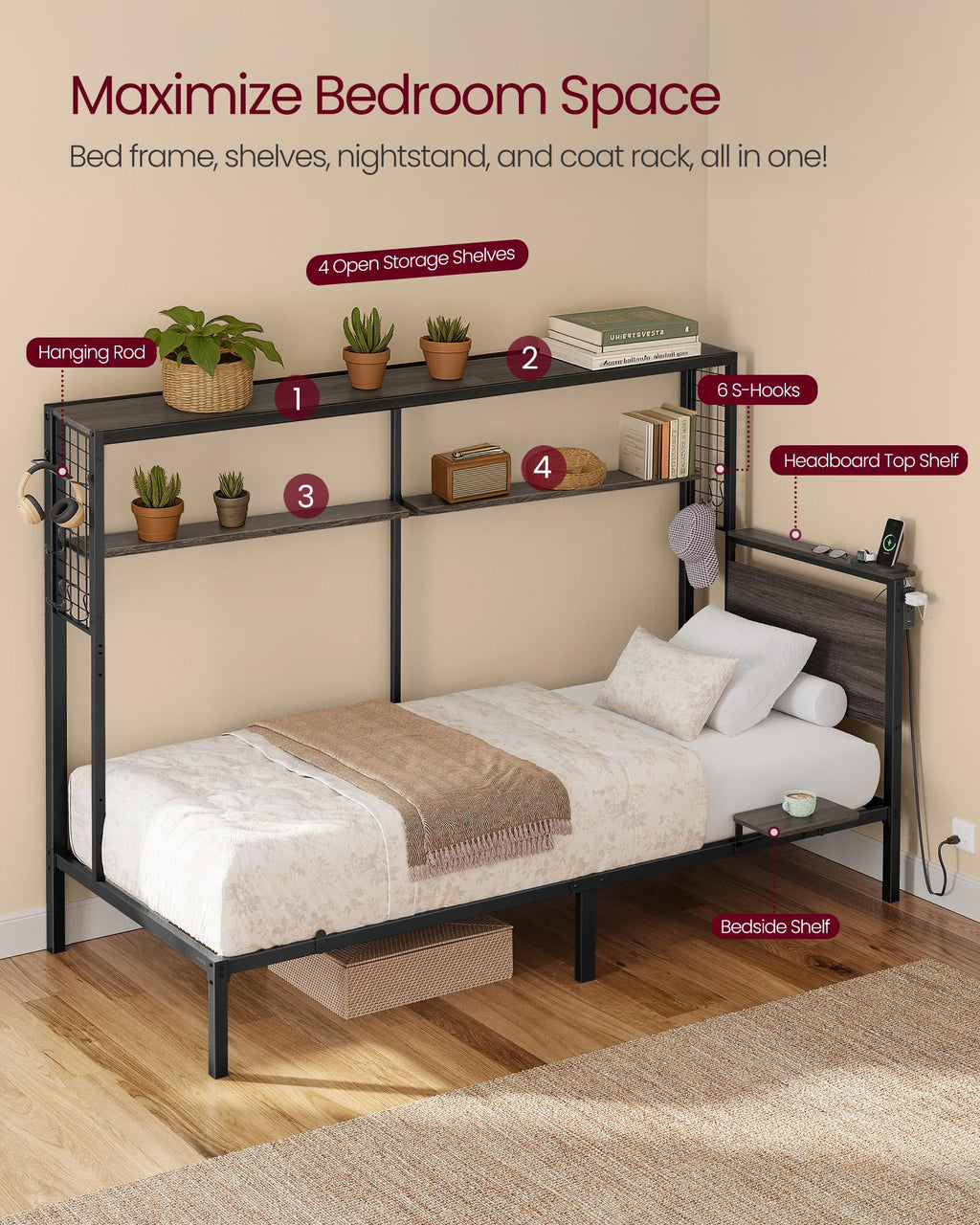 Twin Size Metal Bed Frame with Headboard X231