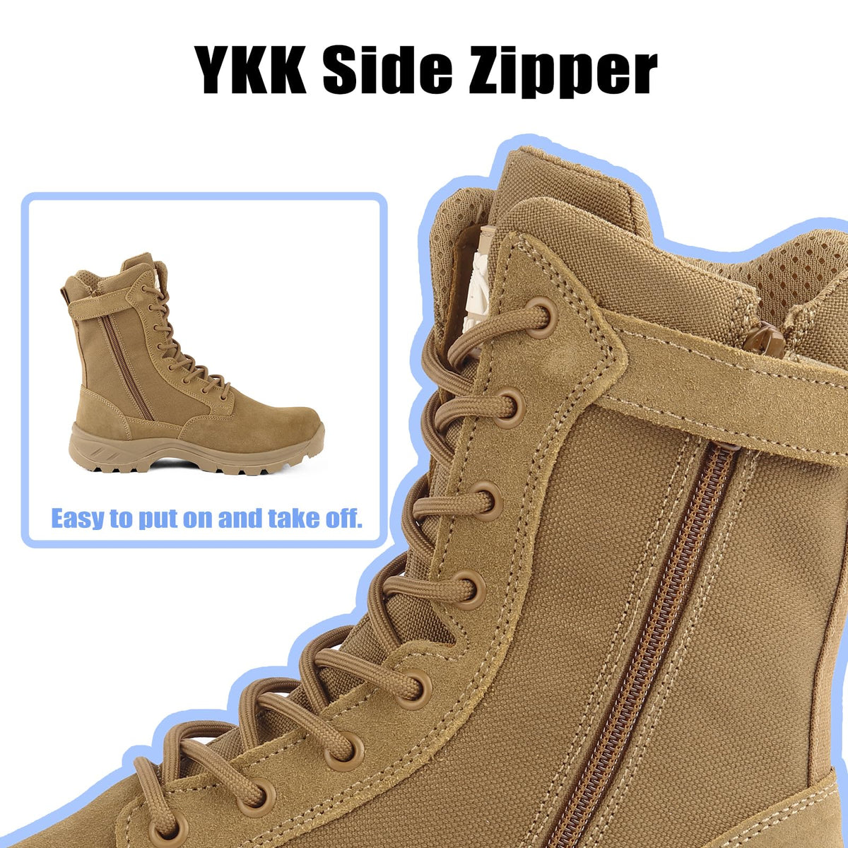 Lightweight Tactical Boots with Side Zipper E5179