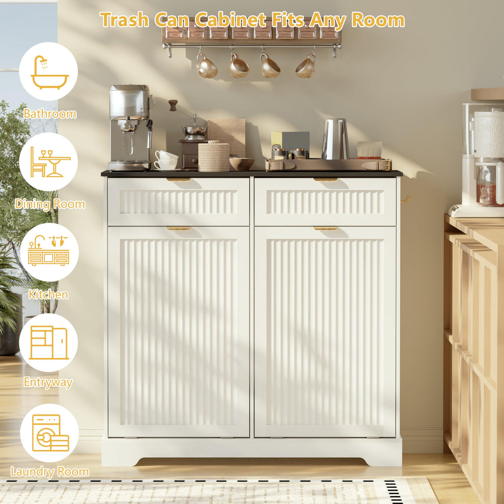 13 Gallon Tilt Out Trash Can Cabinet with Drawer P59527