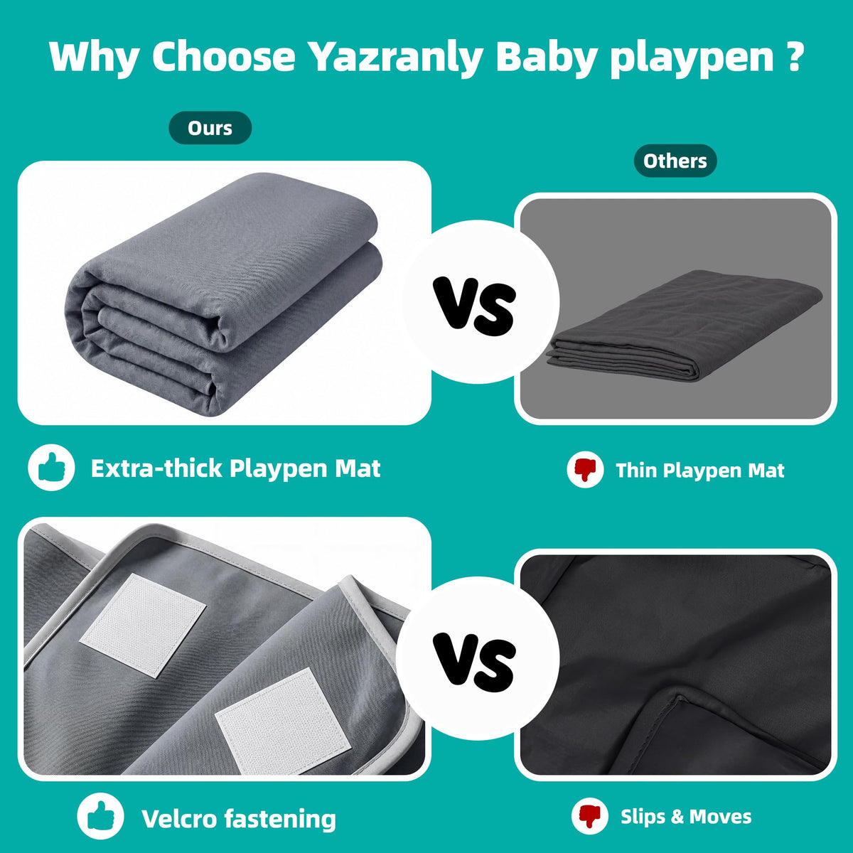 Foldable Baby Playpen with Mat, 71x59 Inches, Grey P77215