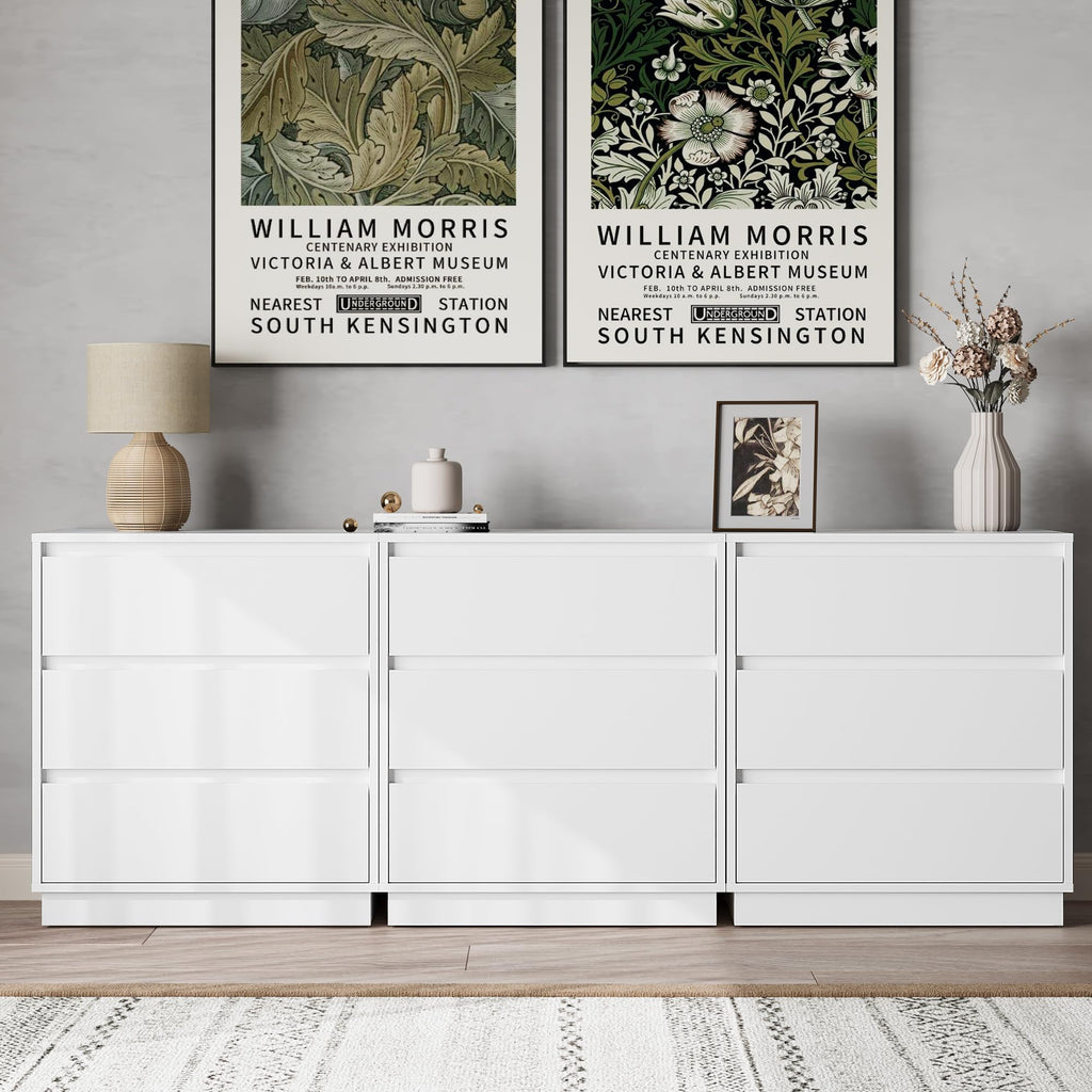 White 3 Drawer Nightstand Y3729