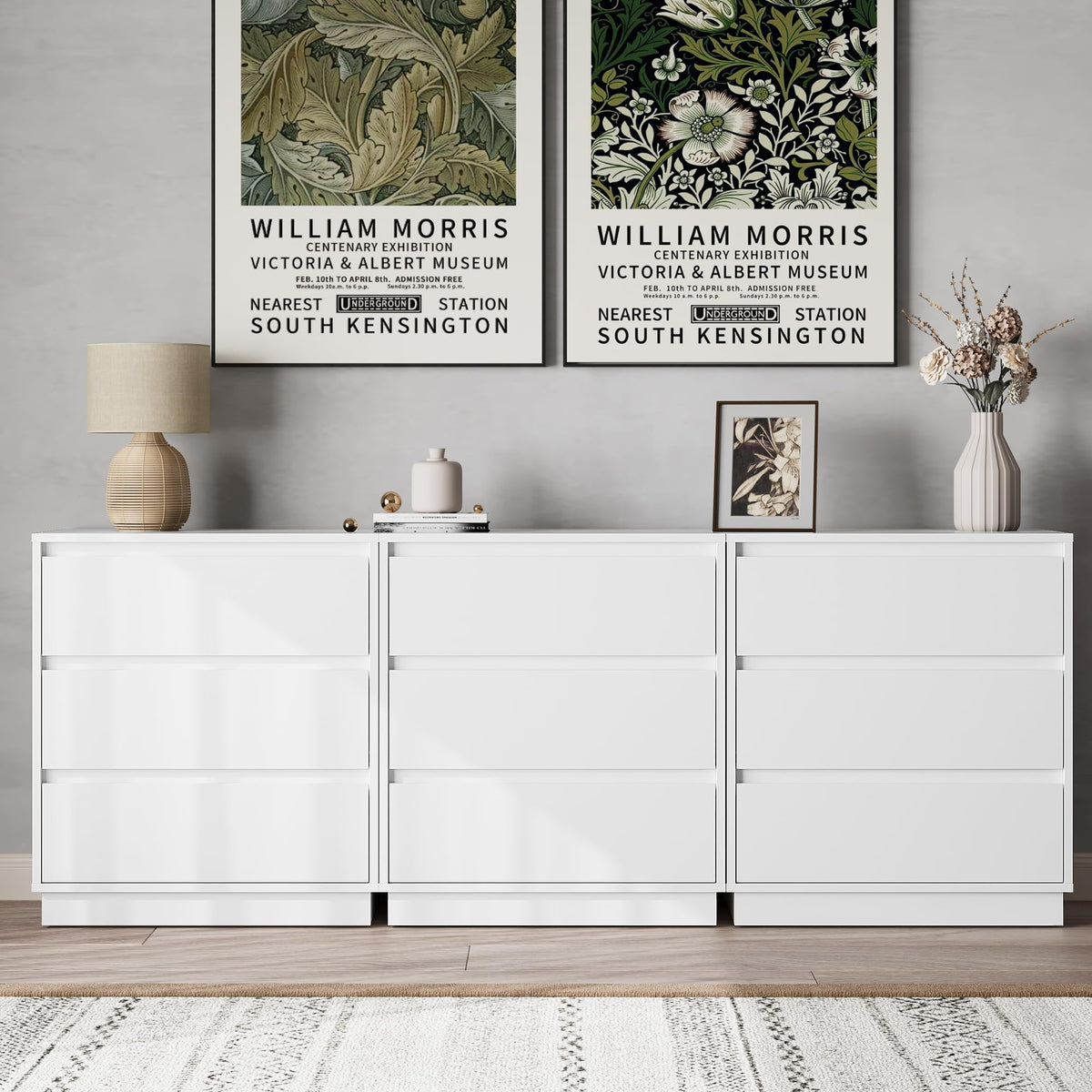 White 3 Drawer Nightstand Y3729
