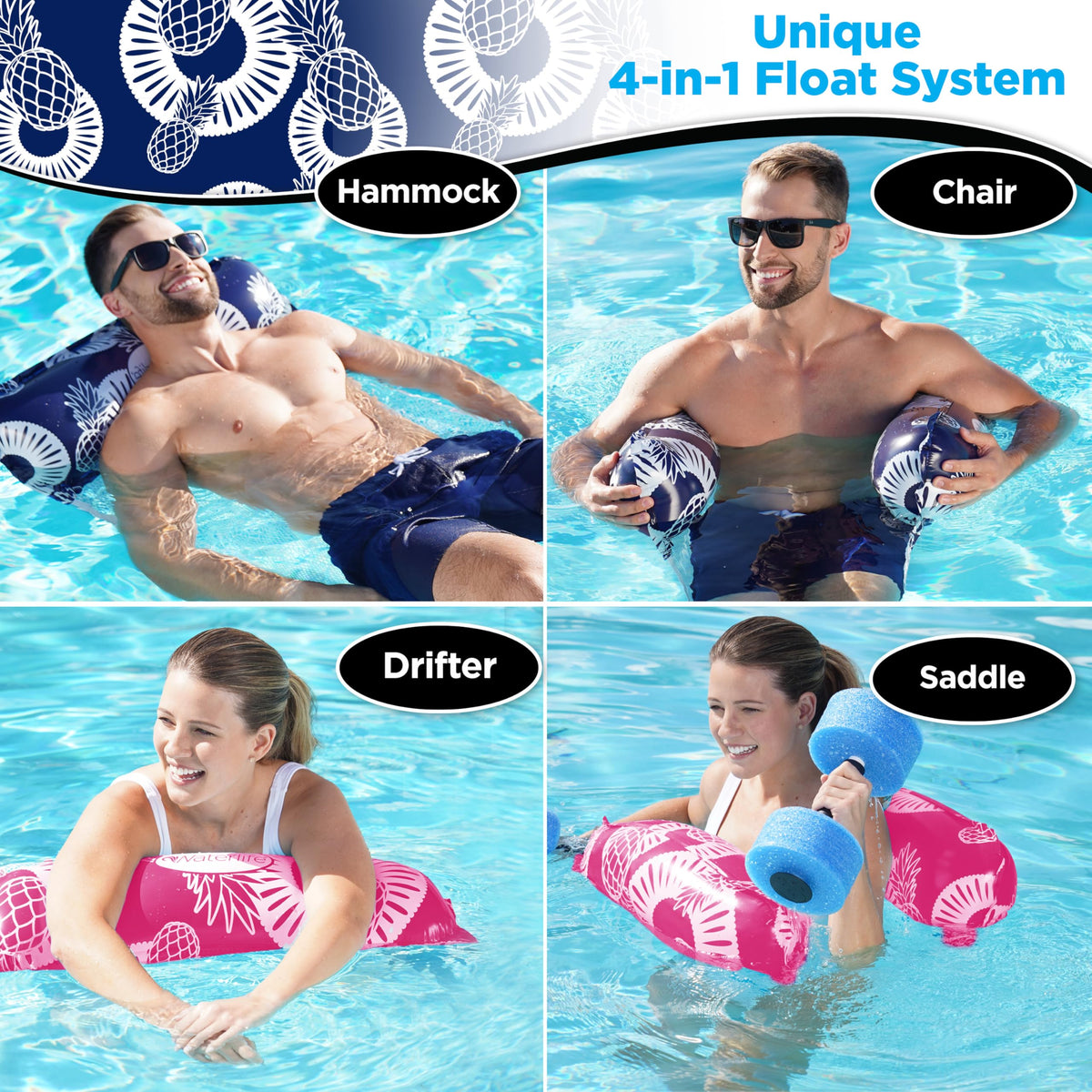 4-in-1 Inflatable Pool Hammock 4-Pack T1018