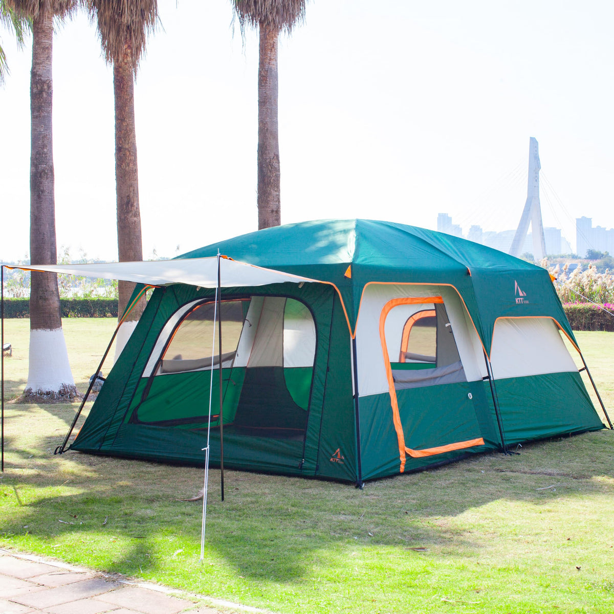 Extra Large 12-14 Person 2 Room Waterproof Double Layer Cabin Tent K958518