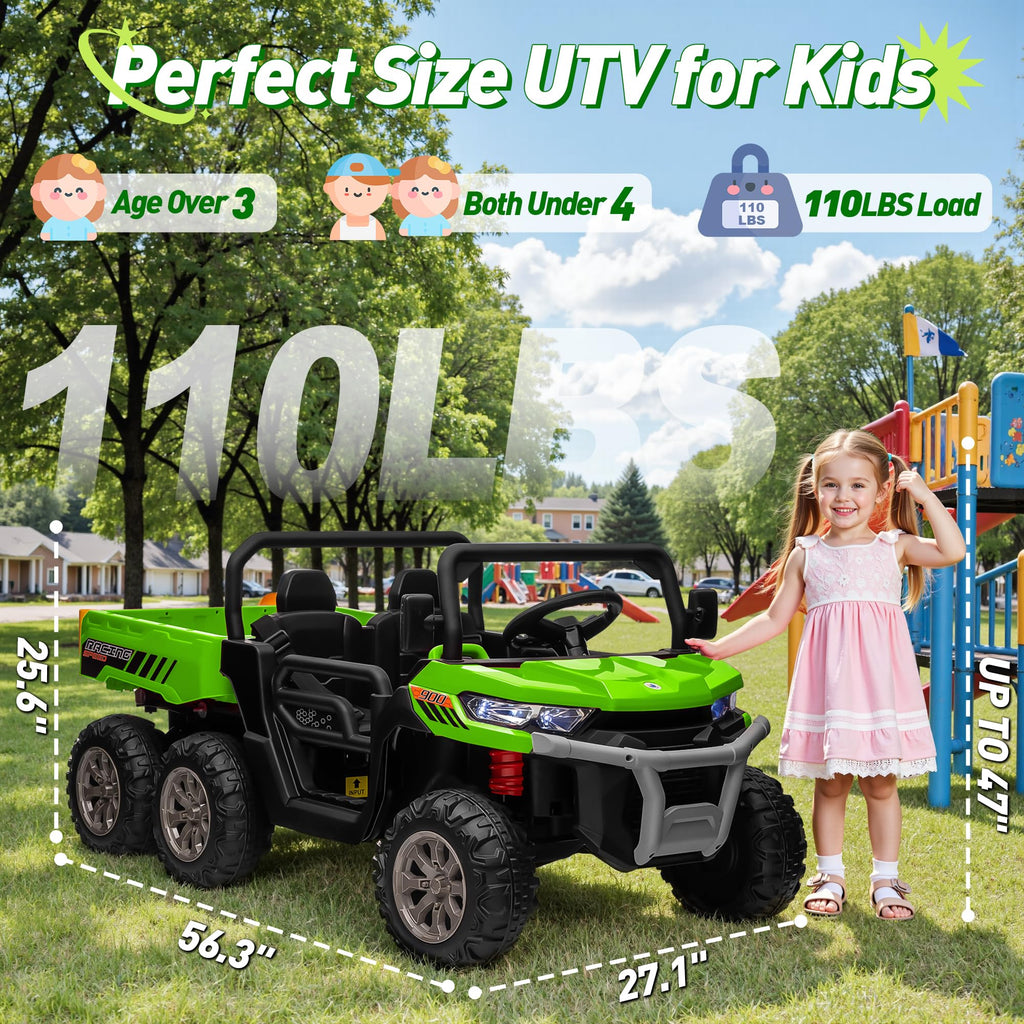24V 2 Seater 4WD 6-Wheels Battery Powered Ride On Dump Truck T489